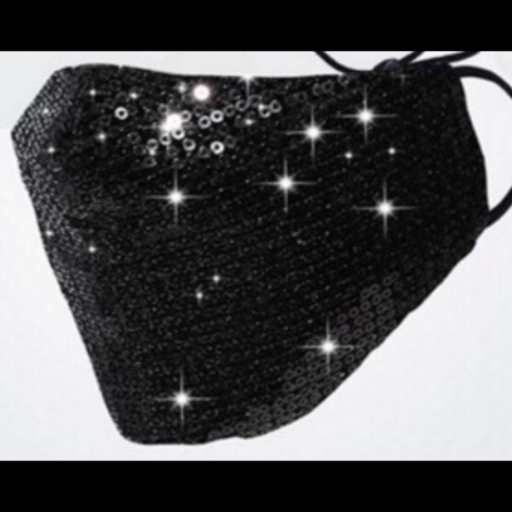 Black Sequined Face Mask Bling